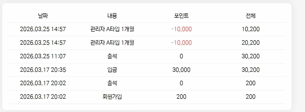 포인트 문의